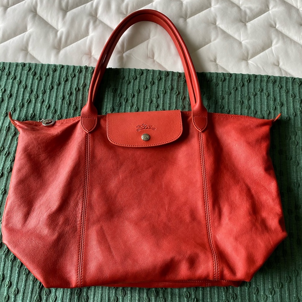 Leather Longchamp ale Pliage Cuir